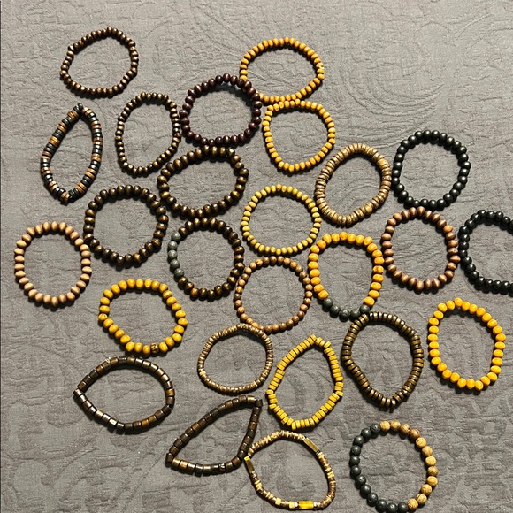 Elegant Beaded Bracelet Set - Gold, Brown, Black - Picture 1 of 6